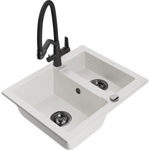 MEXEN/S MEXEN/S - Carlos granitový drez 1.5 vrátane batérie Duo, biela 6518-20-671701-70-B vyobraziť