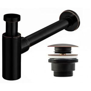 OLSEN SPA - Umývadlový kovový sifón s click/clack zátkou, univerzálny, čierna s patinou BAHA8536 vyobraziť