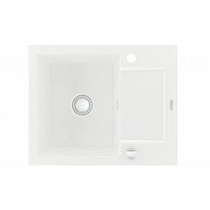 MEXEN MEXEN - Enzo granitový drez 1-misa drez s vypúšťaním krátky odkvapkávač 576x465 mm, biela (6506571005-20) 2.akosť vyobraziť