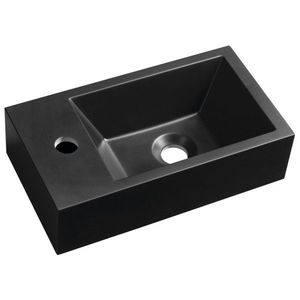 SAPHO - AMAROK liaty mramor umývadlo 40x22cm, čierna mat, batéria vľavo AR400B vyobraziť