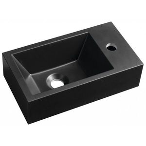 SAPHO - AMAROK liaty mramor umývadlo 40x22cm, čierna mat, batéria vpravo AR500B vyobraziť
