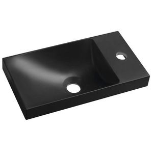 SAPHO - AGOS umývátko bez prepadu 40x22cm, liaty mramor, ľavé/pravé, čierna mat AS400B vyobraziť