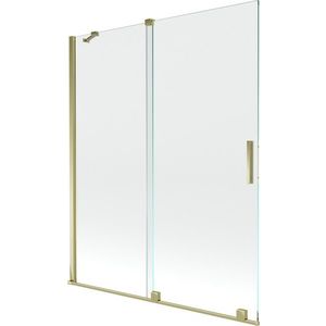 MEXEN/S - Velar Dvojkrídlová posuvná vaňová zástena 140 x 150, transparent, zlatá 896-140-000-01-50 vyobraziť
