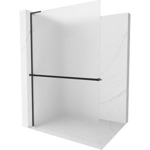 MEXEN/S - Kioto+ L Sprchová zástena WALK-IN s poličkou a držiakom uterákov 110 x 200, dekor, čierna 800-110-123-70-30 vyobraziť