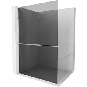 MEXEN/S - Kioto+ L Sprchová zástena WALK-IN s poličkou a držiakom uterákov 120 x 200, grafit, chróm 800-120-123-01-40 vyobraziť