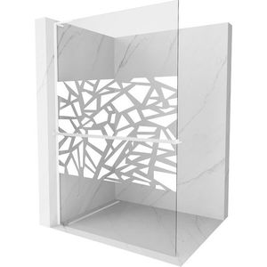 MEXEN/S - Kioto+ L Sprchová zástena WALK-IN s poličkou a držiakom uterákov 90 x 200, biely vzor, biela 800-090-123-20-85 vyobraziť