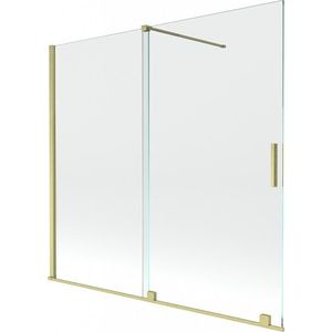MEXEN/S - Velar Dvojkrídlová posuvná vaňová zástena 170 x 150, transparent, zlatá kartáčovaná 896-170-000-01-55 vyobraziť