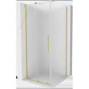 MEXEN/S - Velár sprchovací kút, posuvné dvere 90 x 90, dekor, zlato kartáčovaná 871-090-090-31-55 vyobraziť