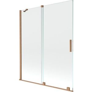 MEXEN/S - Velar Dvojkrídlová posuvná vaňová zástena 140 x 150, transparent, kartáčovaná meď 896-140-000-01-65 vyobraziť