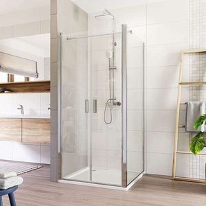 Mereo Sprchovací kút, Lima, štvorec, dvojkrídlový, lietací, 90x90 cm, chróm ALU, sklo Číre CK86523K vyobraziť