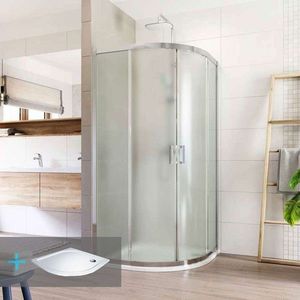Mereo Sprchovací set: LIMA, štvrťkruh, 100 cm, chróm ALU, sklo Point, vanička z liatého mramoru CK608B62KM vyobraziť