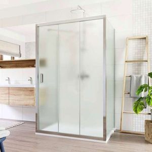 Mereo Sprchovací kút, Lima, obdĺžnik do priestoru U, trojdiel., zasun., 90x90x90 cm, chróm ALU, sklo Point CK88622K vyobraziť