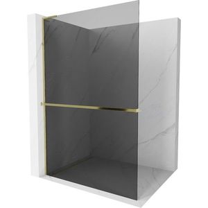 MEXEN/S - Kioto+ L Sprchová zástena WALK-IN s poličkou a držiakom uterákov 100 x 200, grafit, zlatá 800-100-123-50-40 vyobraziť