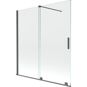 MEXEN/S - Velar Dvojkrídlová posuvná vaňová zástena 150 x 150, transparent, šedá kartáčovaná 896-150-000-01-66 vyobraziť