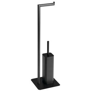 Gedy - FELIX stojan s držiakom na toaletný papier a WC kefou, hranatý, čierna mat 133214 vyobraziť