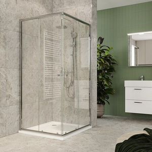 Mereo Sprchovací kút, Kora Lite, štvorec, zasúvací, 90x90 cm, chróm ALU, sklo Číre CK34123Z vyobraziť