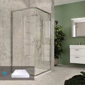 MEREO Mereo Kora Lite sprchový set: sprchovací kút 90x90x185 cm, chróm ALU, sklo číre, 90 cm, vanička, sifón CK34123ZH vyobraziť