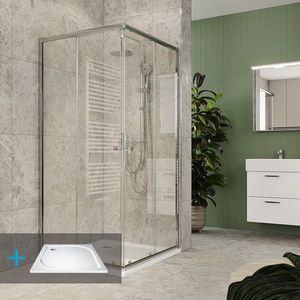MEREO Mereo Kora Lite sprchový set: sprchovací kút 90x90x185cm, chróm ALU, sklo číre, 90 cm, vanička, sifón CK34123ZM vyobraziť