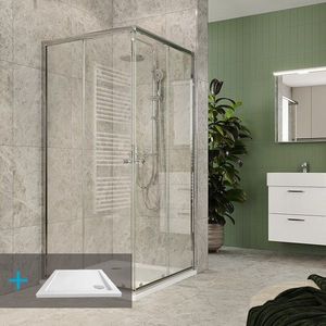 MEREO Mereo Kora Lite sprchový set: sprchovací kút 90x90x185 cm, chróm ALU, sklo číre, 90 cm, vanička, sifón CK34123ZN vyobraziť