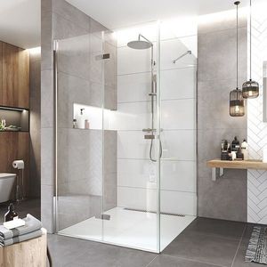 Mereo Sprchovací kút, Novea, štvorec, zalamovací, 100x100 cm, chróm ALU, sklo Číre, dv. ľavé a pevný diel CK13833ZL vyobraziť