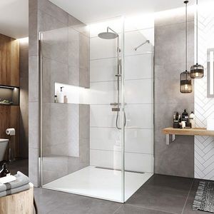 Mereo Sprchovací kút, Novea, štvorec, pivotový, 90x90 cm, chróm ALU, sklo Číre, dvere L/P a pevný diel CK12923Z vyobraziť