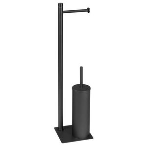 Gedy - TRILLY Stojan s držiakom na toaletný papier a WC kefou, hranatý, čierna matná TR3214 vyobraziť