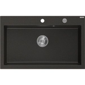 MEXEN MEXEN - Elix granitový drez 1-miska 800 x 500 mm, čierna/zlatá metalik, sifón chróm 6527801005-75 vyobraziť