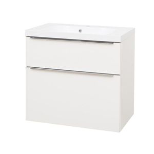 Mereo Mailo, kúpeľňová skrinka s umývadlom z liateho mramoru 81 cm, biela, chróm madlo CN511M vyobraziť