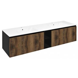 SAPHO - LOREA skrinka 160x46x51, 5cm (70+20+70cm), dub collingwood/čierna matná LE070-1935-10 vyobraziť