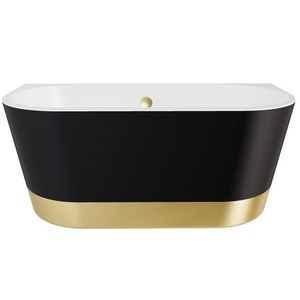 BESCO - Voľne stojaca vaňa VICA NEW s pásom, sifón s prepadom - Farba - Čierna matná tmavá, Farba sifónu - Zlatá, Rozmer vane - 160 × 80 cm VANVIC160NMZN vyobraziť