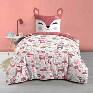 Biele/ružové bavlnené detské obliečky na jednolôžko 140x200 cm Bichette – douceur d'intérieur vyobraziť