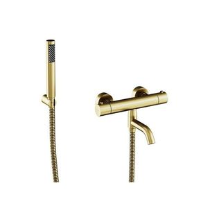 BESCO - Nástenná termostatická vaňová batéria VEO zlatá brúsená s príslušenstvom BABWVSTBZ vyobraziť