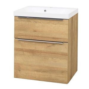 Mereo Mailo, kúpeľňová skrinka s umývadlom z liateho mramoru 61 cm, dub Riviera, chróm madlo CN520M vyobraziť