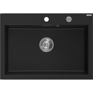 MEXEN MEXEN - Elix granitový drez 1-miska 700 x 500 mm, čierna, sifón chróm 6526701005-77 vyobraziť