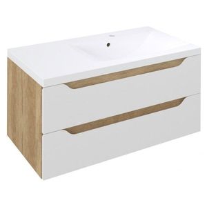 SAPHO - WAVE umývadlová skrinka 89, 7x45x47, 8cm, pravá, biela/dub Alabama WA093-3022 vyobraziť