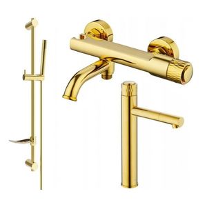 MEXEN/S - Diamond DF70 Set umývadlovej a vaňovej batérie s príslušenstvom, zlato 71513DF70-50 vyobraziť