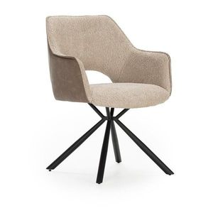 Béžové čalúnené jedálenské kreslá v súprave s podrúčkami 2 ks Mariel – Marckeric vyobraziť