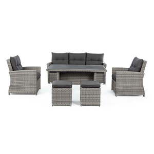 Sivá záhradná lounge súprava z umelého ratanu pre 6 Ariel – Bizzotto vyobraziť