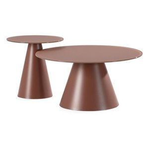 Hnedé okrúhle konferenčné stolíky v súprave 2 ks so sklenenou doskou ø 80 cm Vida – MOME vyobraziť