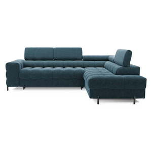 Modrá rozkladacia/s úložným priestorom rohová pohovka z textílie buklé (pravý roh/do L) Ferucce – ELTAP vyobraziť