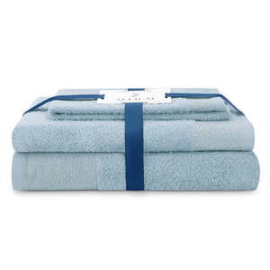 Svetlomodré froté bavlnené uteráky a osušky v súprave 3 ks Allium – Restilo vyobraziť
