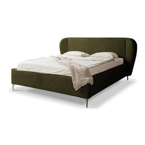 Tmavozelená čalúnená dvojlôžková posteľ s roštom 180x200 cm Makana – Makamii vyobraziť