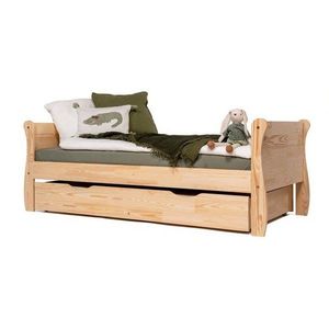 Detská posteľ z borovicového dreva s výsuvným lôžkom s úložným priestorom s roštom 100x200 cm v prírodnej farbe Roma – Adeko vyobraziť