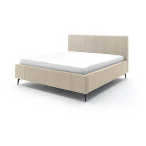 Béžová čalúnená dvojlôžková posteľ s úložným priestorom s roštom 180x200 cm Lizzano – Meise Möbel vyobraziť