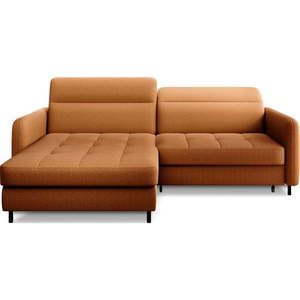 Žltá zamatová rozkladacia/s úložným priestorom rohová pohovka (ľavý roh/s leňoškou) Gomsi – ELTAP vyobraziť