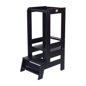 Čierna učiaca veža z borovicového dreva Montessori – Meowbaby vyobraziť