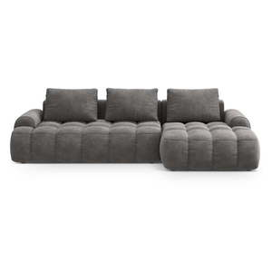 Sivá zamatová rozkladacia/s úložným priestorom rohová pohovka (pravý roh/s leňoškou) Linz – Cosmopolitan Design vyobraziť