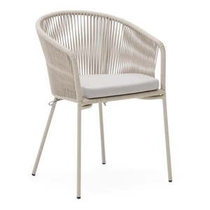 Krémovobiela kovová/polstrovaná záhradná stolička Yanet – Kave Home vyobraziť