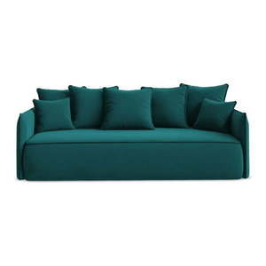 Tyrkysovomodrá zamatová rozkladacia/s úložným priestorom pohovka 225 cm Hula – Makamii vyobraziť