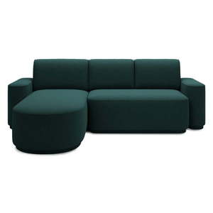 Zelená ženilková rozkladacia/s úložným priestorom rohová pohovka (ľavý roh/s leňoškou) Aurumm – ELTAP vyobraziť